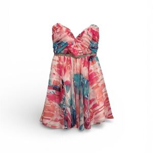 Y2K Love Reign strapless watercolor dress